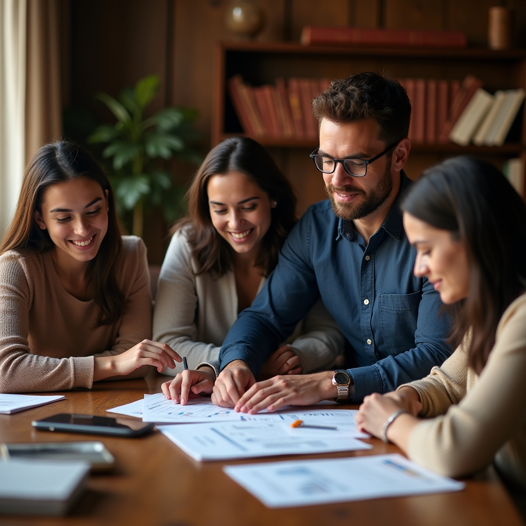 Gruppo di persone che partecipa a una sessione educativa sulla gestione delle finanze familiari